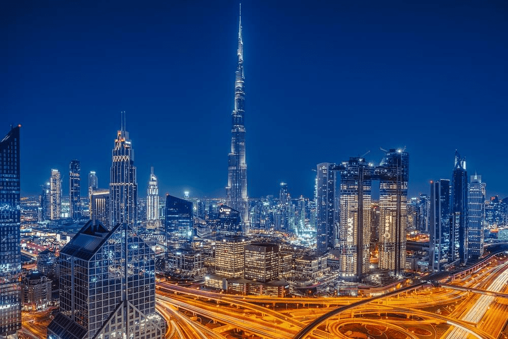 dubai night view, new year's,